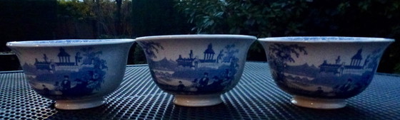 Image 1 of 3 cuencos para armarios/alacenas, color azul Ironstone Trans. “Shannon”.