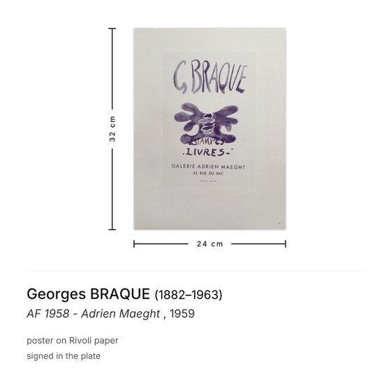 Image 1 of Georges BRAQUE AF 1958 - Adrien Maeght-poster 1959