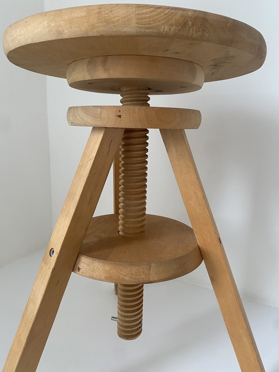 Image 1 of Sgabello da studio vintage di metà secolo - Sgabello da disegno - Sgabello da pianoforte