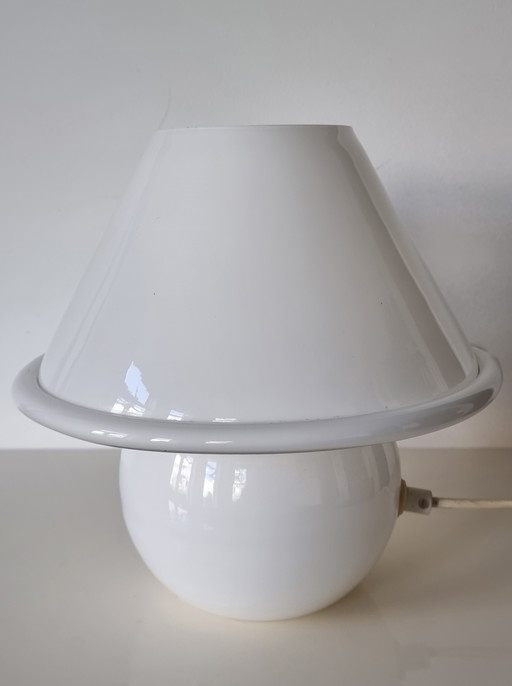 Vintage 70s Murano Vetri Italy white glass mushroom lamp