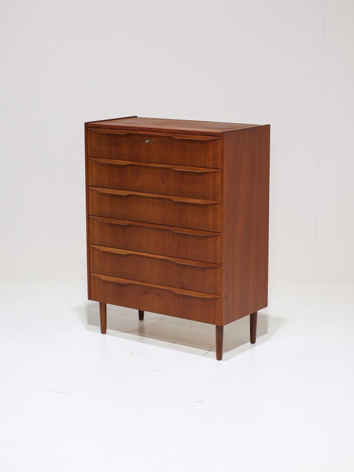 Tall teak chest of drawers vintage 1960s Danish