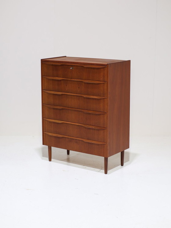 Image 1 of Tall teak chest of drawers vintage 1960s Danish