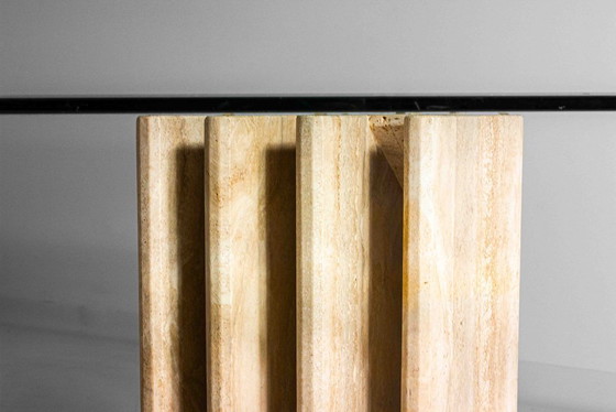Image 1 of Postmodern travertine dining table – 1970s style