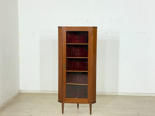 Vintage 60er Jahre Eckschrank | Teakholz Vitrine | Wohnzimmerschrank