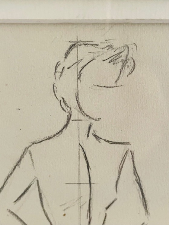 Image 1 of Vintage, Signed, Framed, Pencil Sketches by Berthe Duquaine, 1951