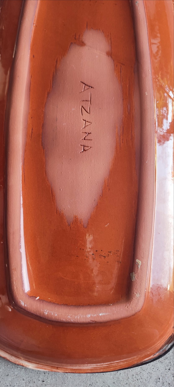Image 1 of Plat allongé signé Thomas Buxó  atelier Atzana céramique moderniste 
