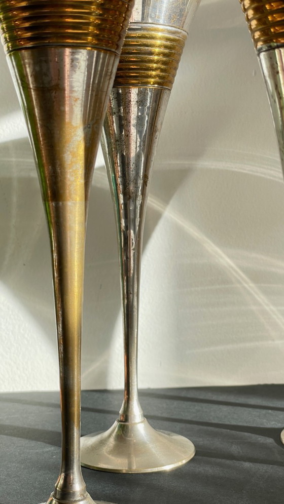 Image 1 of 6 flûte da champagne vintage in ottone placcato argento