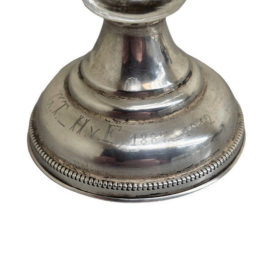 Image 1 of Antique wire glass bonbonnière on silver base, early 20th century