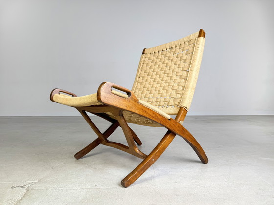 Image 1 of Sedia pieghevole di metà secolo simile alla poltrona in teak di Hans Wegner del 1960