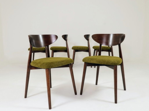 Set moderno di 6 sedie da pranzo, in tessuto verde erba.