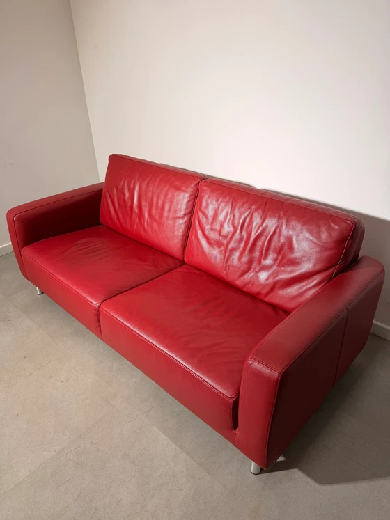 Image 1 of Ensemble de canapés en cuir rouge Nicoletti Italia. 3 x 2 places