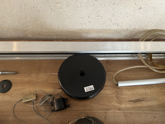 Image 1 of 3x Tobias grau OH Bronze Pendant On Multirail - Cords 85cm Max ,Multirail 130 Cm