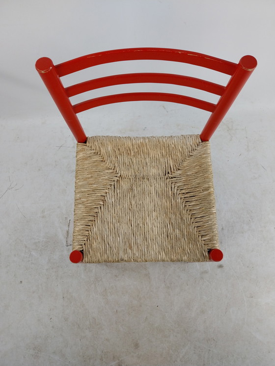 Image 1 of 2 x Rode Scandinavische Eetkamerstoelen 1960's