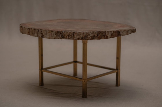 Image 1 of Table basse rare en bois pétrifié - années 1970