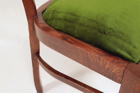Image 1 of Silla antigua de madera de roble, estilo academia oscura, verde, madre, 1930