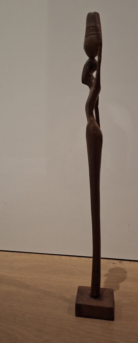 Image 1 of Afrikaans vintage abstract houten handgemaakt beeld vrouw