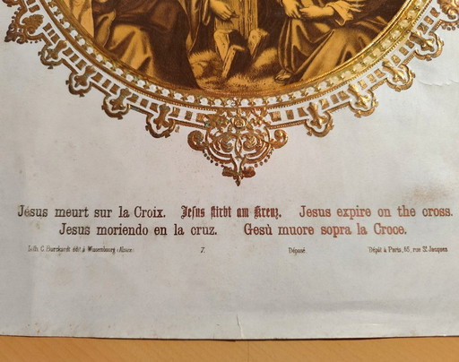 Cromolitografia antica | Crocifissione | Alsazia, c. 1880