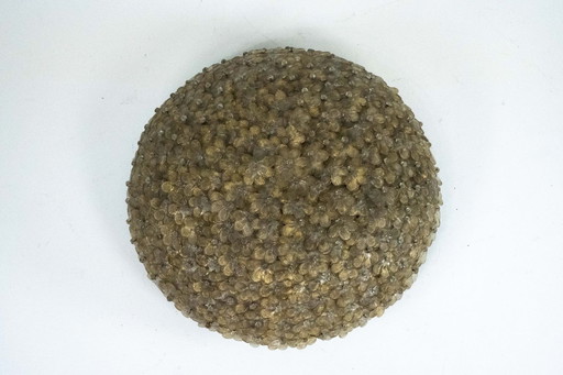 Seguso, XLarge Mid-Century gouden Murano glazen bloemen plafondlamp, Italië jaren 40