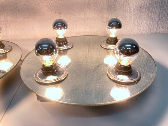 Image 1 of 2 lampade da parete Fischer Leuchten Lampade a Ufo in vetro a specchio design anni '70-'80