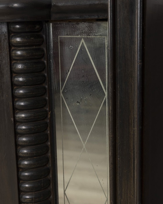 Image 1 of Credenza vintage anni '40 in legno e vetro, design Art Deco italiano