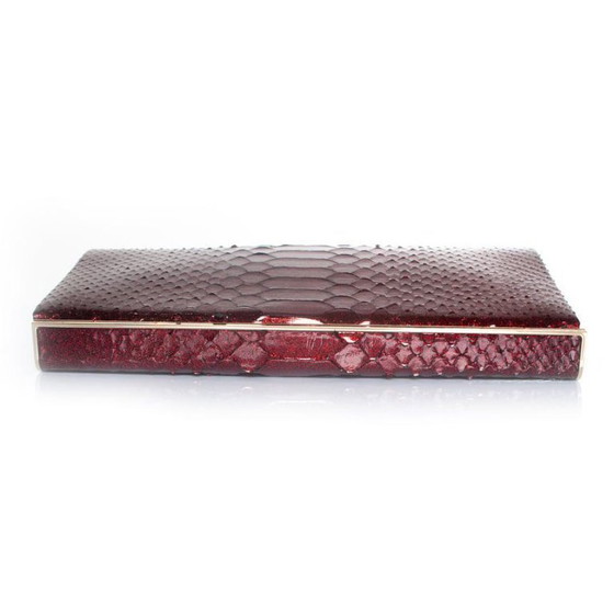 Image 1 of Jimmy Choo Clutch aus Pythonleder in Metallic-Rot