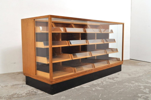 Vintage Winkelvitrine / toonbank in eik en beuken, 1930s