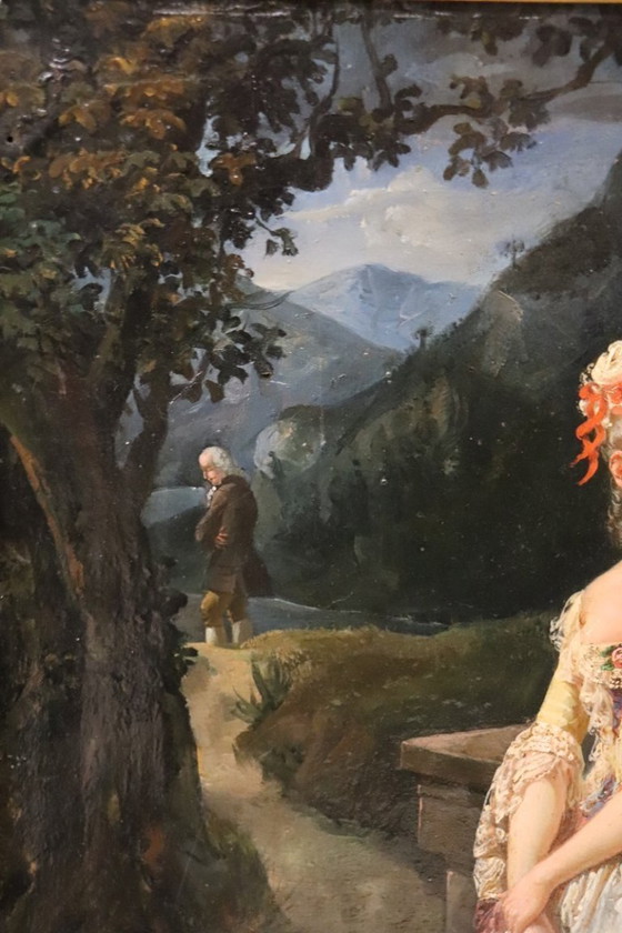 Image 1 of Romantische Szene, Ölgemälde, Italien, 19. Jahrhundert