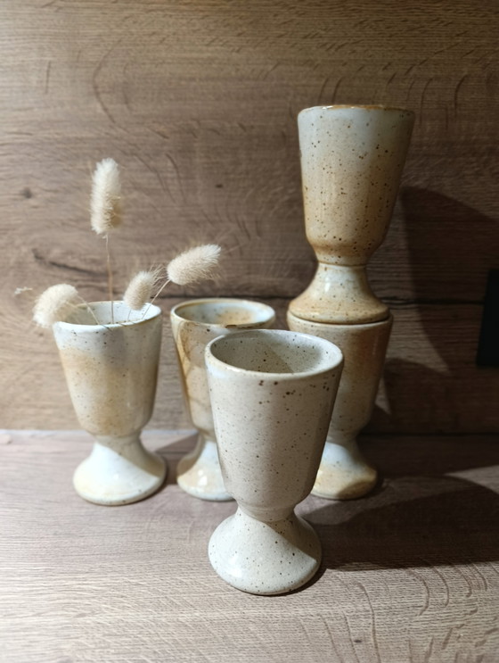 Image 1 of 5 mazagrans in gres maculato, vintage 1960/70 Francia