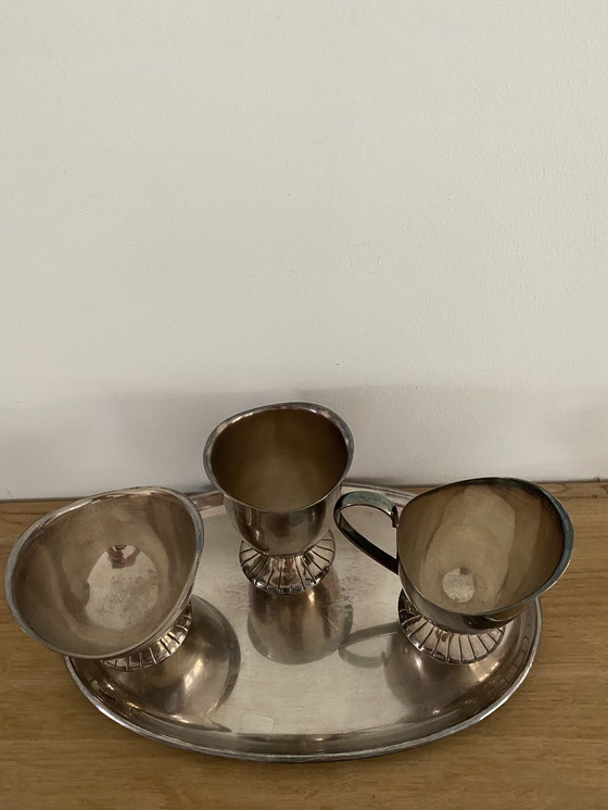 Image 1 of Zwaar verzilverde vintage Douwe Egberts suiker en melk set