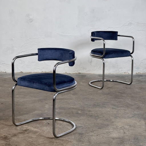 Ensemble de 2 chaises de style Bauhaus, années 1980 – Structure tubulaire en acier