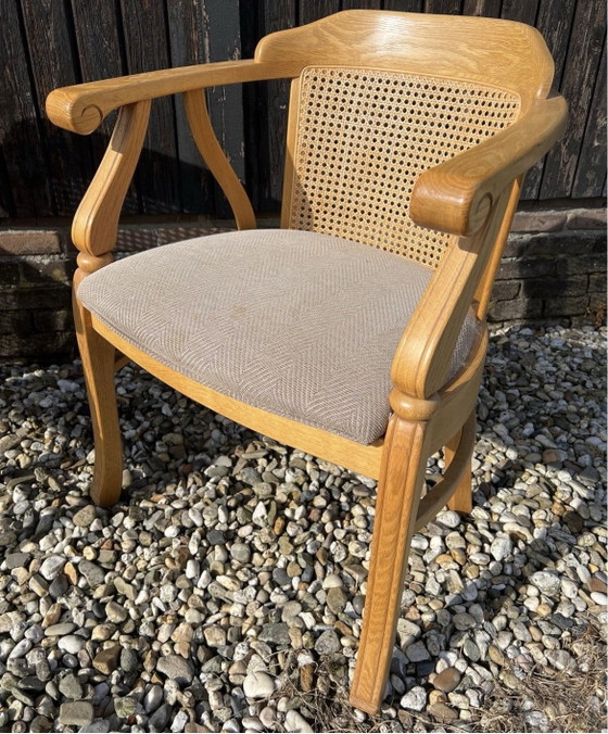 4 poltroncine da pranzo in rovere chiaro, Sedie da pranzo, Rattan, Tessile, Giallo (foto 2 di 5)
