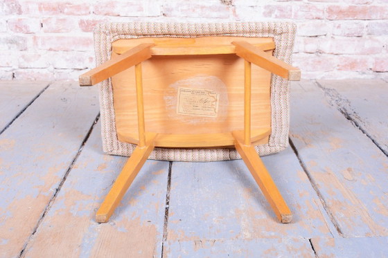 Original Mid-Century Stool, Upholstery, Beech, Slovakia, 1960s – Západoslovenské nábytkárske závody, Textile (photo 3 of 7)