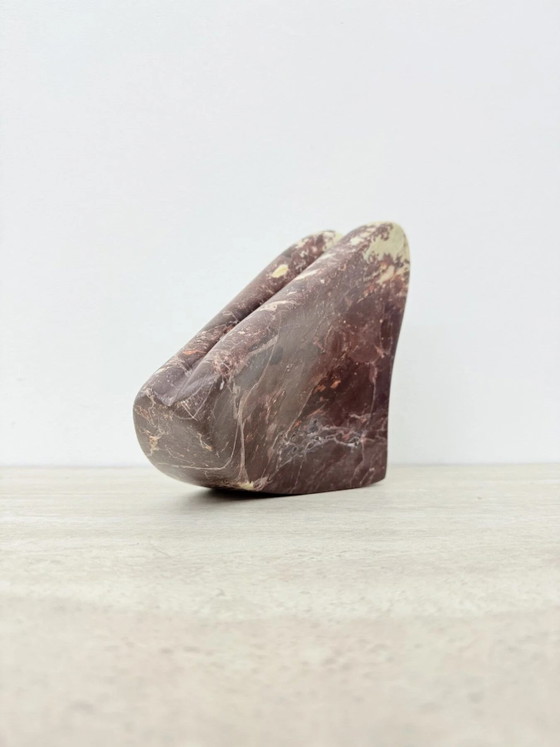 Vintage Mid Century red Marble Abstract Organic Modern Sculpture , 1980s (photo 9 of 12)