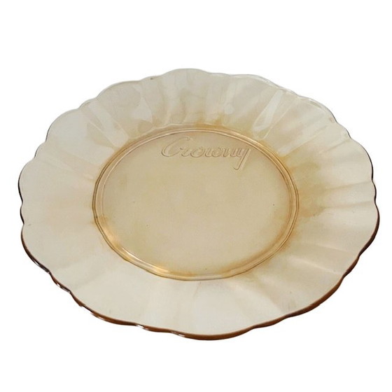 Image 1 of Service de dix assiettes à dessert Crowny, décor pêche nacré, années 1960