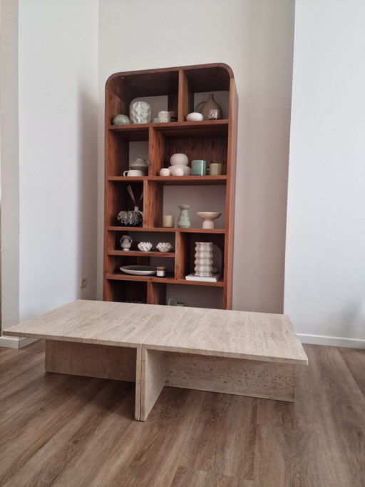 Table basse vintage en travertin