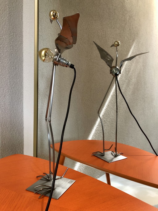 Vintage Tischlampe Gold Bird von Stubenrauch