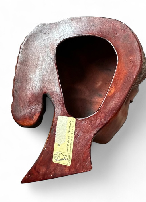 Wall Mask Achatit Handarbeit Art Girl Woman German Mid-Century 1960s Vintage