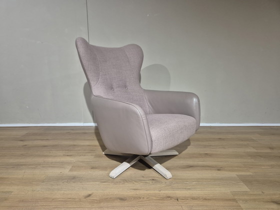 Image 1 of Fauteuil relax réglable Ashley - Rose ancien - Cuir taupe