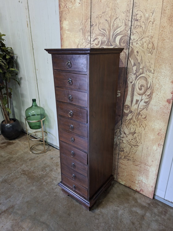 Image 1 of Colonial chest of drawers, apothecary cabinet, filing cabinet, dimensions: 41x43cm and 135cm high.
