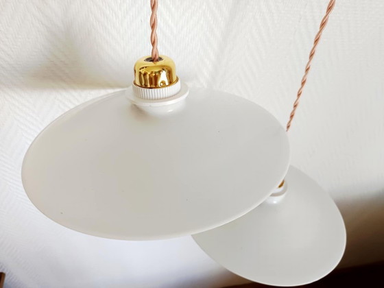 Image 1 of 2x vintage opaline pendant lights