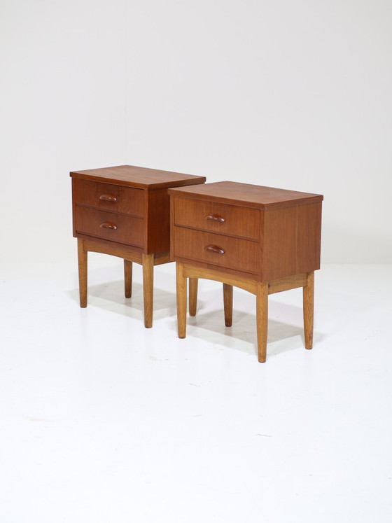 Image 1 of Set di comodini con cassetti in teak, stile vintage danese anni '60.