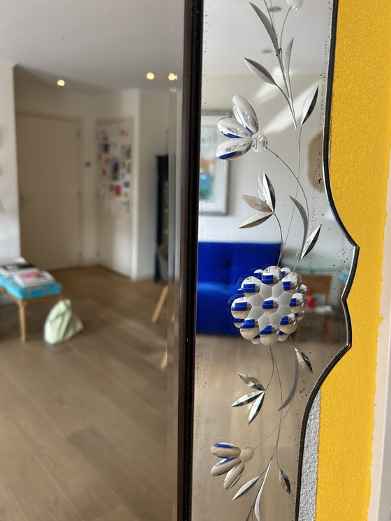 Image 1 of Beautiful Vintage Venetian Mirror – Etched Glass 79x58 cm