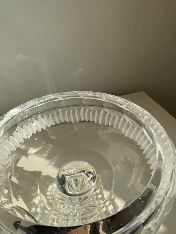 Image 1 of Paire de coupes sur pied en cristal de Bohême taillé, taillées à la main.