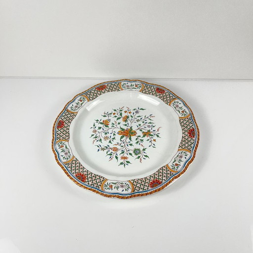 Runde Kuchenplatte von Gien, Dekor Rouen Esparsette, 1990