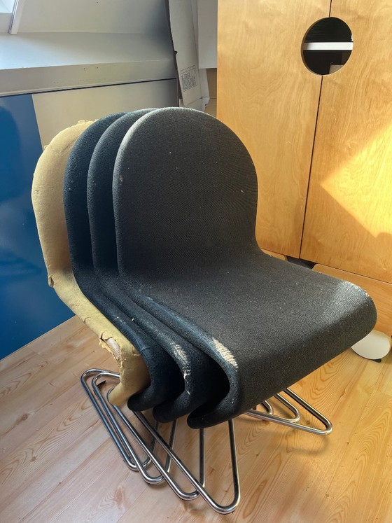 Verner Panton System 1-2-3 Fritz Hansen Sillas de comedor (4 pzs) – Textile (photo 3 of 5)