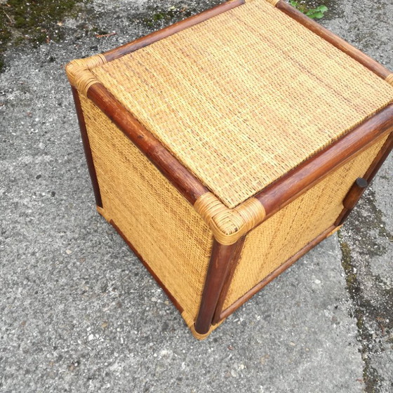 Image 1 of Rattan Cube with Storage Around 1960