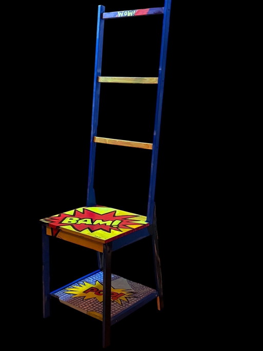 Taburete de estilo Pop Art reciclado – handbeschilderd – único en su tipo