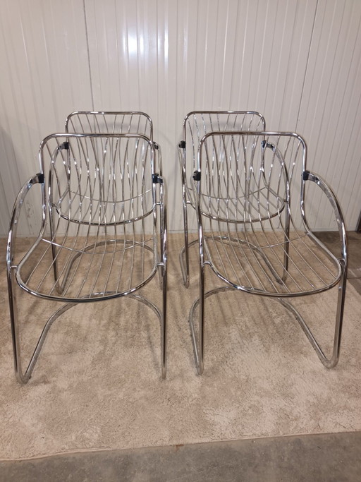 Wunderschöne Vintage Chrom-Rohrrahmenstühle (4x) | Italienisches Design