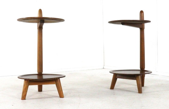 Image 1 of Set van 2 Edmund Jørgensen voor Patent ANM bijzettafeltje / nachtkastjes vintage Deens