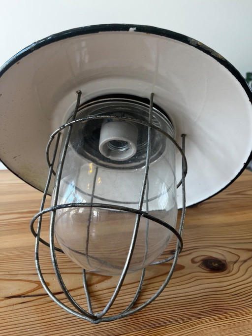 Vintage industrial pendant lamp (cage lamp)